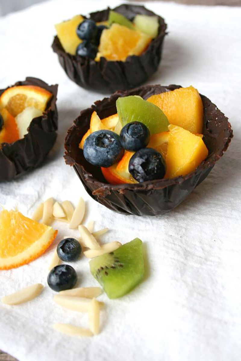 Chocolate Cups Filled with Fruit