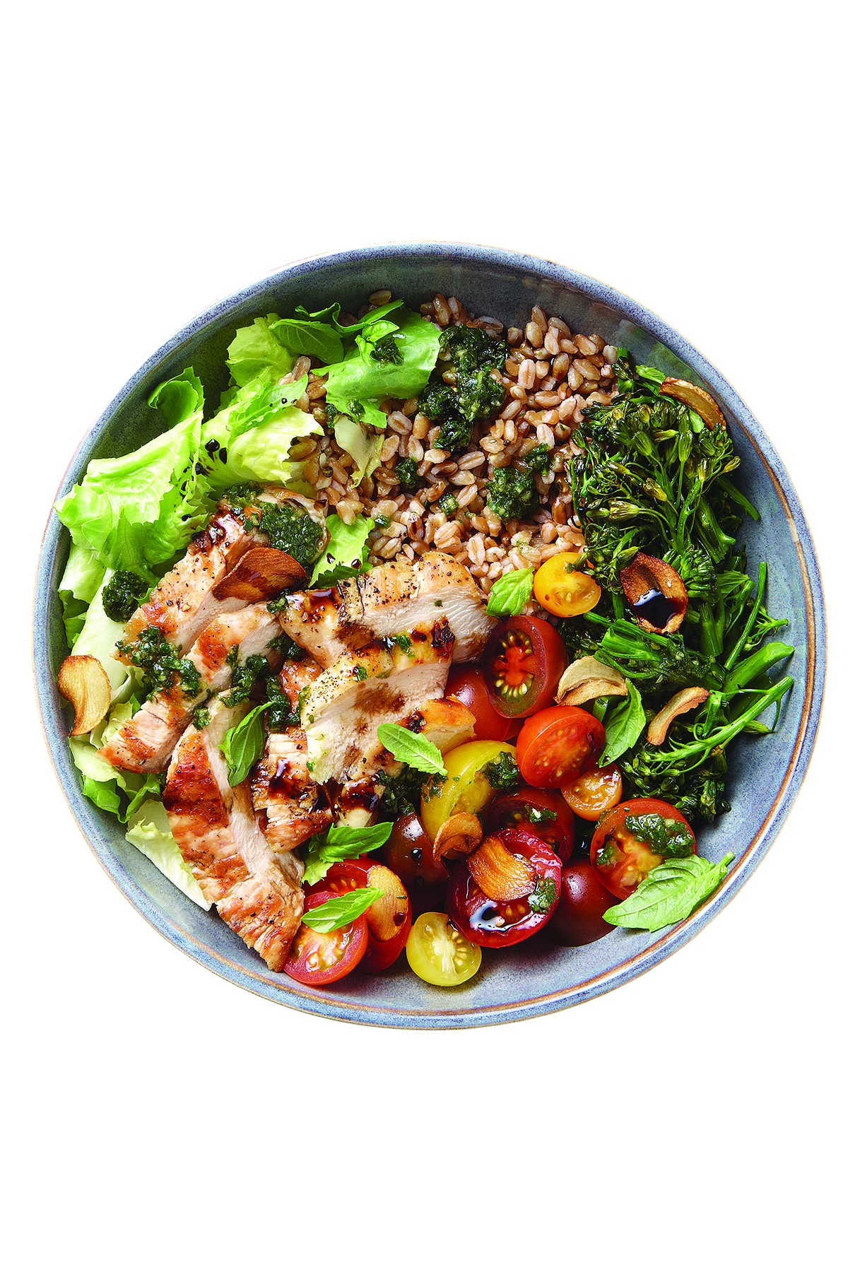 Tuscan Grain Bowl with Grilled Chicken and Broccolini