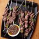 Grilled Lamb Skewers with Mint and Olive Vinaigrette