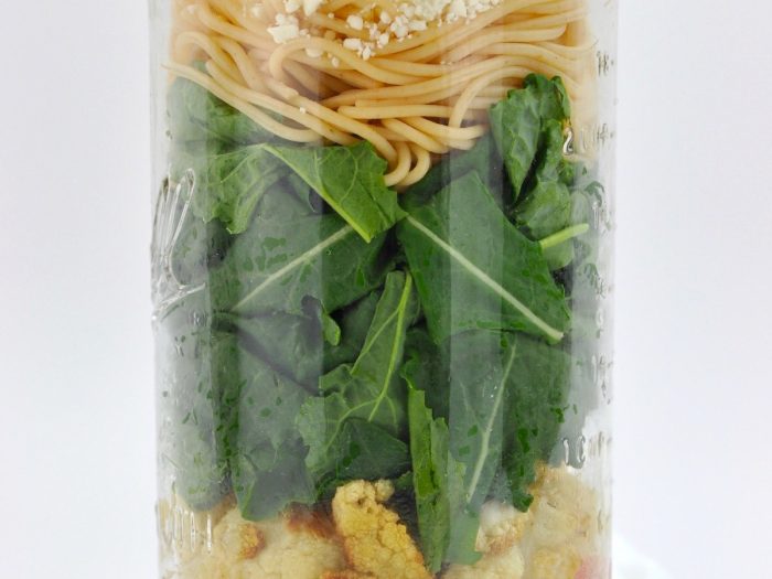 Roasted Cauliflower and Spaghetti Mason Jar Salad