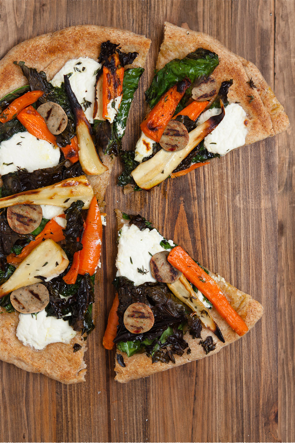 Roasted Kale, Carrot, and Parsnip Pizza