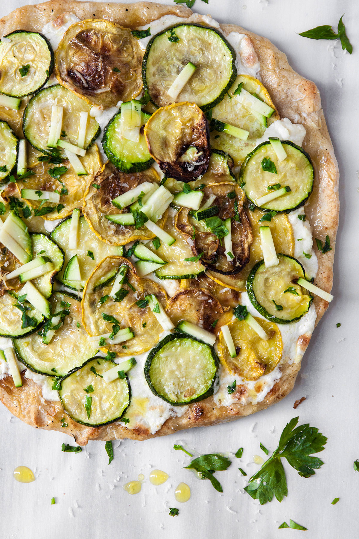 Pizza with Zucchini and Fresh Herbs