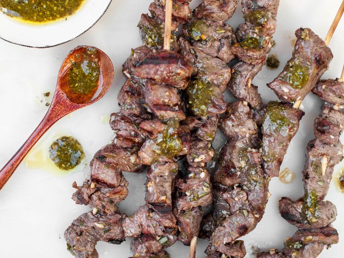 Grilled Lamb Skewers with Chimichurri