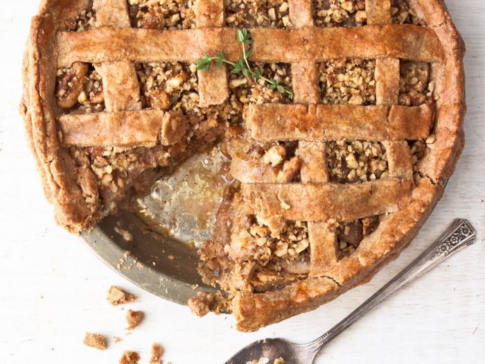 Pear Pie with Spiced Pecans and Gorgonzola