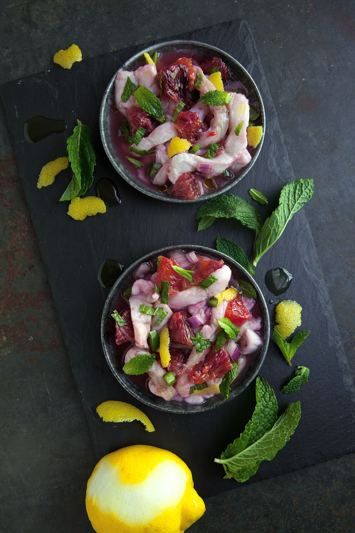 Colavita by Mike Colameco: Fluke Ceviche with Blood Oranges