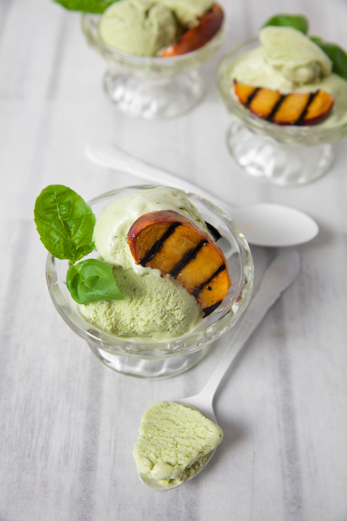 Basil Gelato with Grilled Stone Fruit