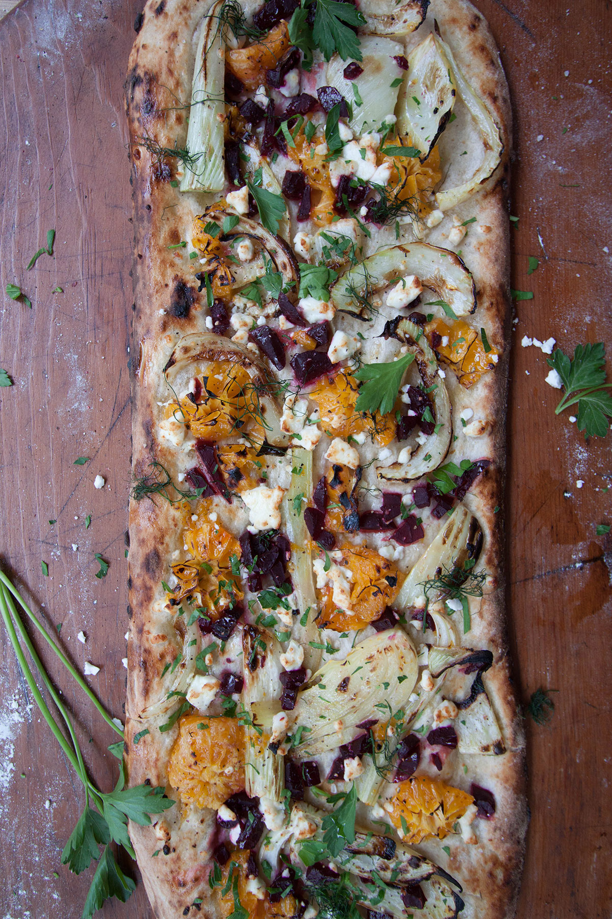 Beet and Citrus Pizza with Feta Cheese