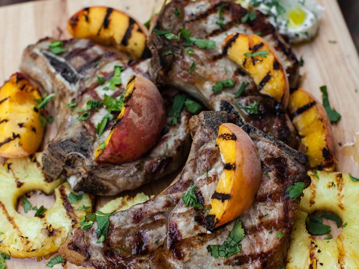 Pork Chops with Grilled Nectarines or Peaches