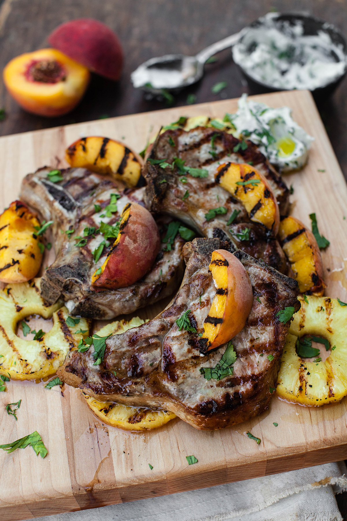 Pork Chops with Grilled Nectarines or Peaches