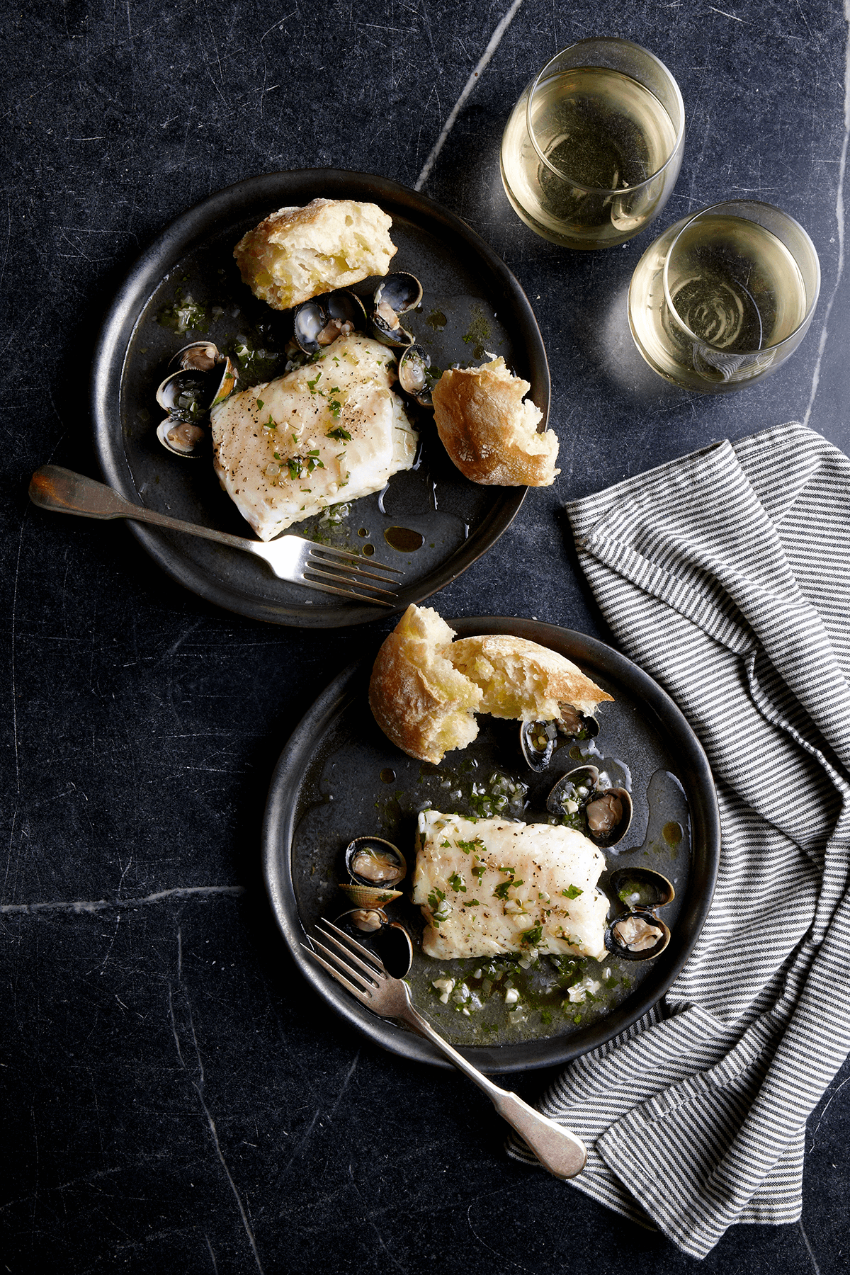 Cod Braised in Olive Oil and White Wine