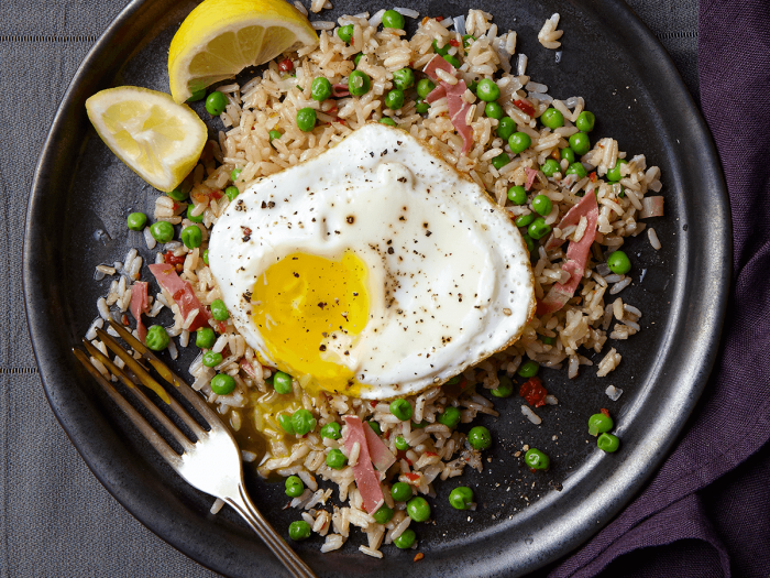 Italian Fried Brown Rice with Peas and Prosciutto