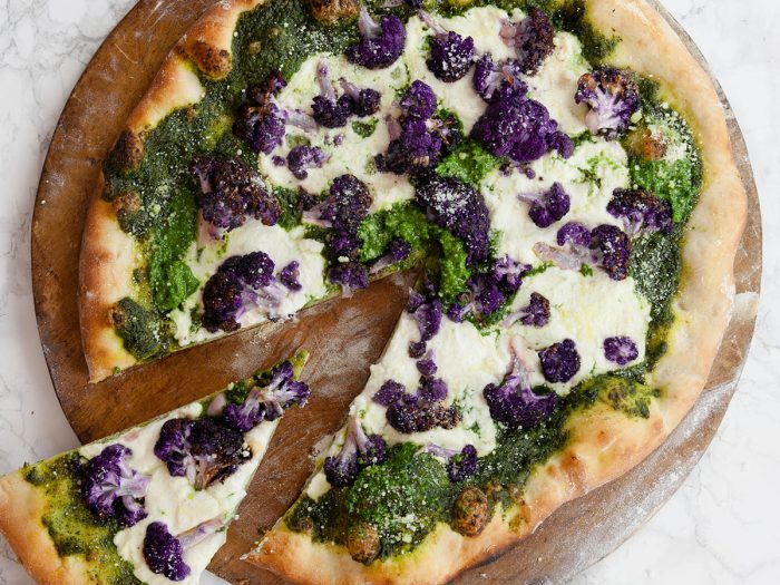 Cauliflower and Spinach Pesto Pizza