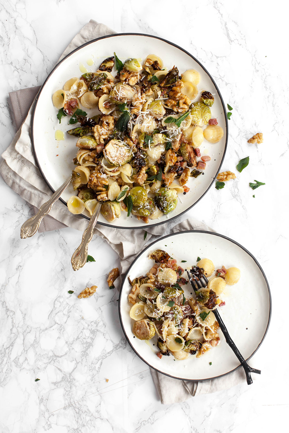 Orecchiette with Brussels Sprouts, Pancetta and Walnuts