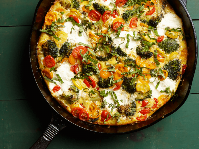 Frittata with Broccoli and Heirloom Cherry Tomatoes