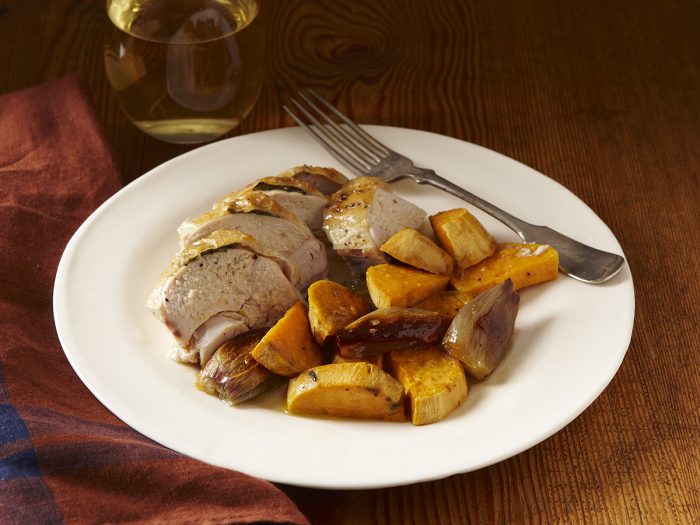 Roast Chicken with Crisp Sage and Sweet Potatoes