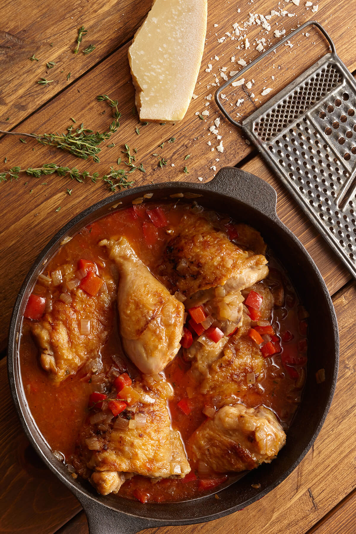 Wine-Braised Chicken with Peppers and Herbs