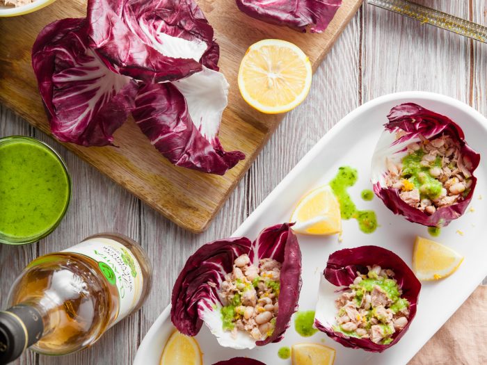 Tuna and White Bean Radicchio Lettuce Wraps