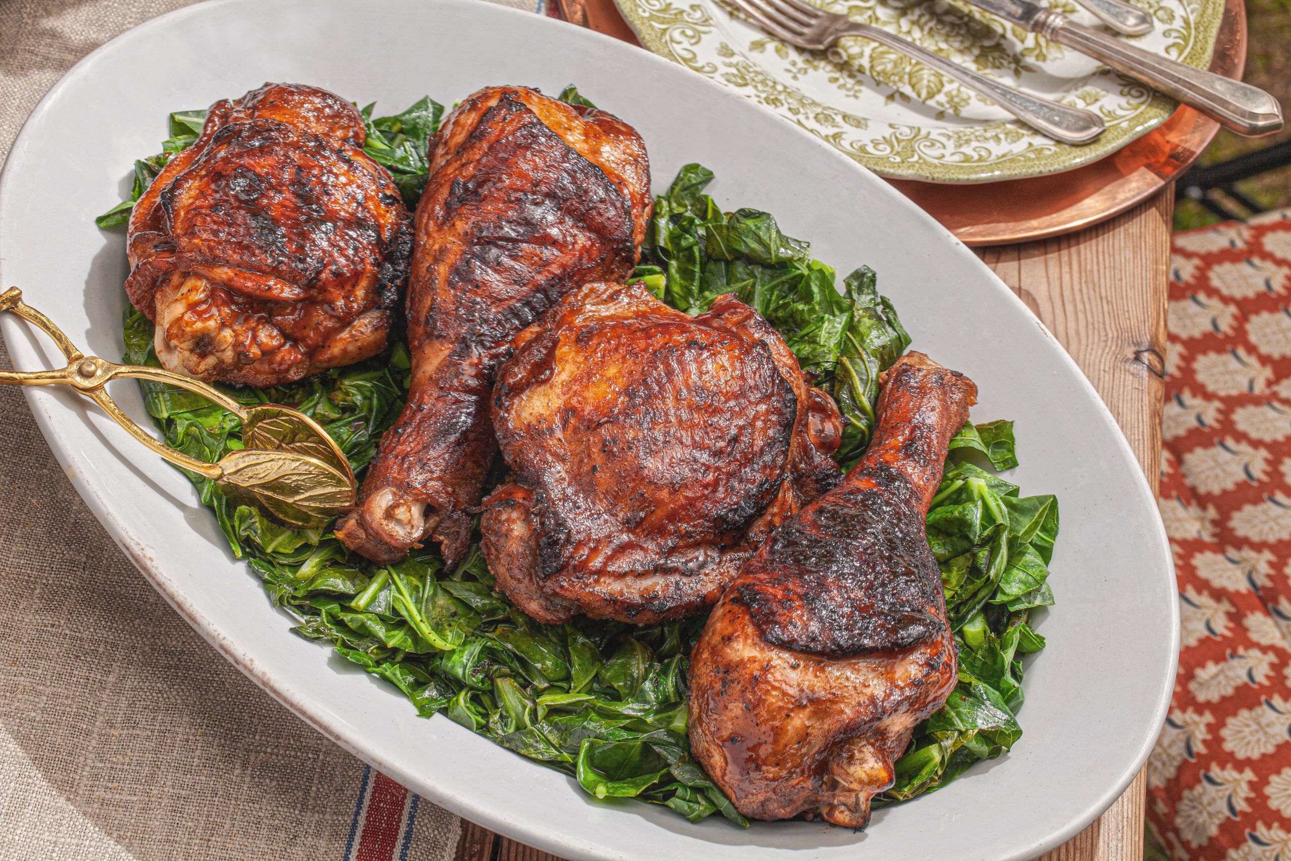 Grilled BBQ Turkey with Wilted Greens - Colavita Recipes