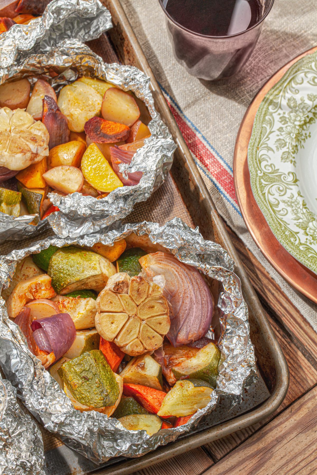 grilled veggies in foil packets