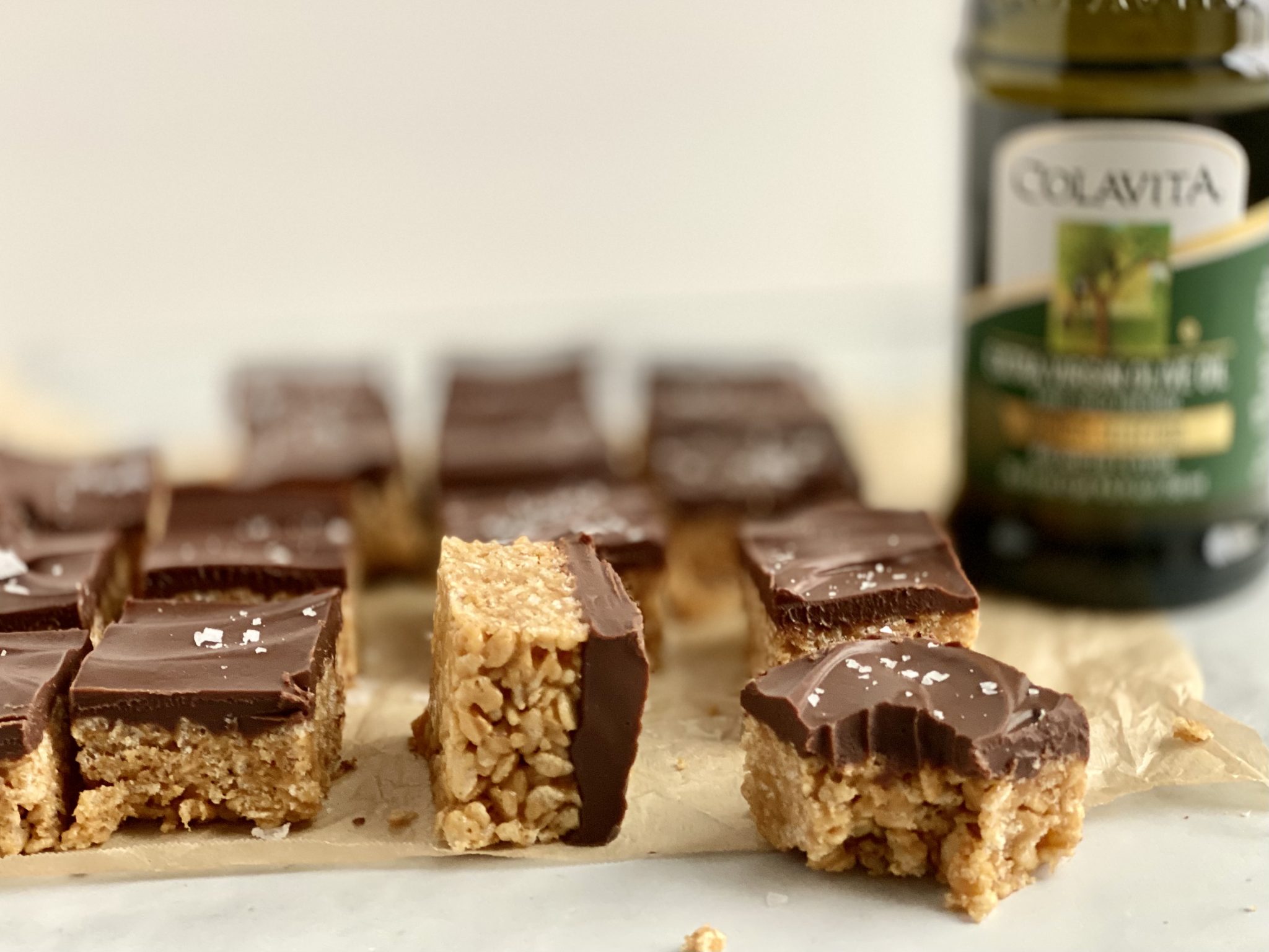 Peanut Butter Chocolate Rice Krispie Bars with Olive Oil by Jessie