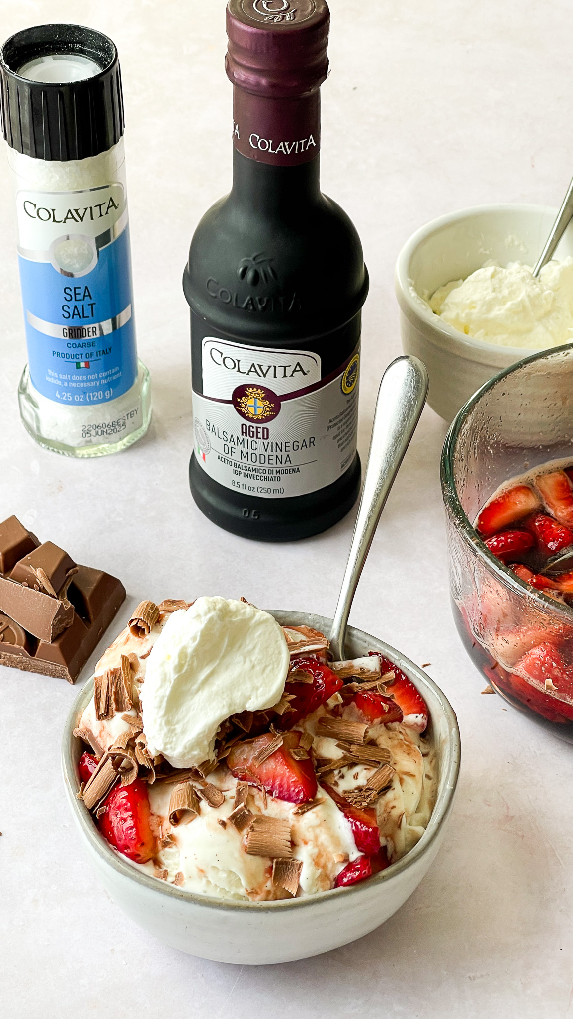 Strawberry Balsamic Sundae by @breadandbasil - Colavita Recipes